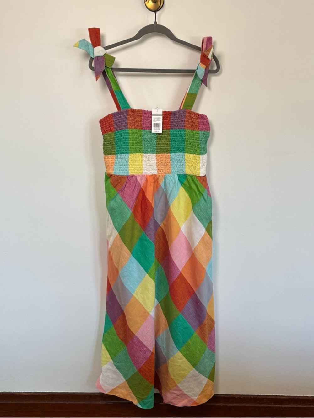 Plaid Maxi Sundress - L - NWT - Linen